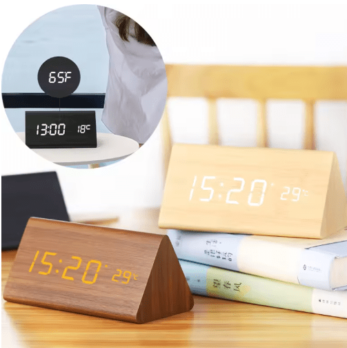 LED Desk Clock with Sound Activation and Adjustable Display