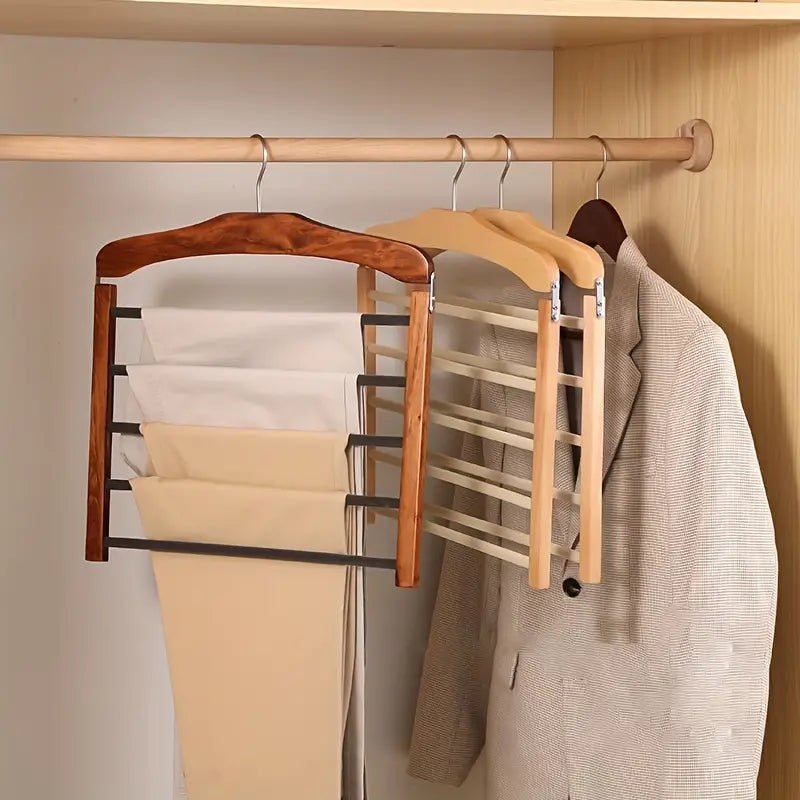 Wardrobe Trouser Hanger Tiered Multi-Bar Clothing Organiser