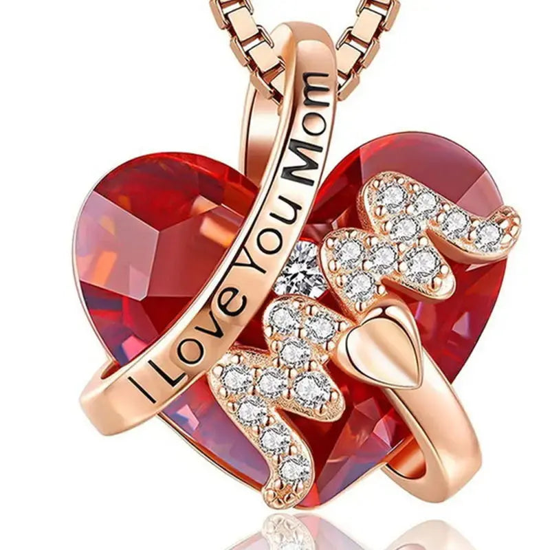 Crystal Heart Pendant Necklace for Mum – Mother's Day Gift