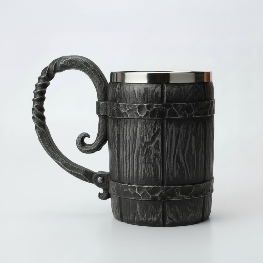 Viking Style Double Wall Drinking Mug 650ml Capacity