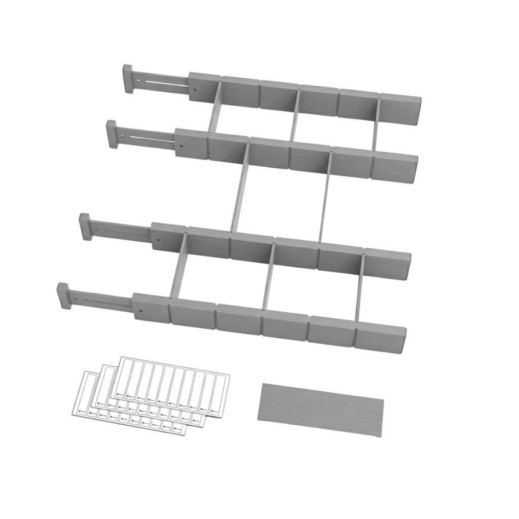 Bamboo Drawer Dividers with Inserts & Labels, Adjustable Organizers