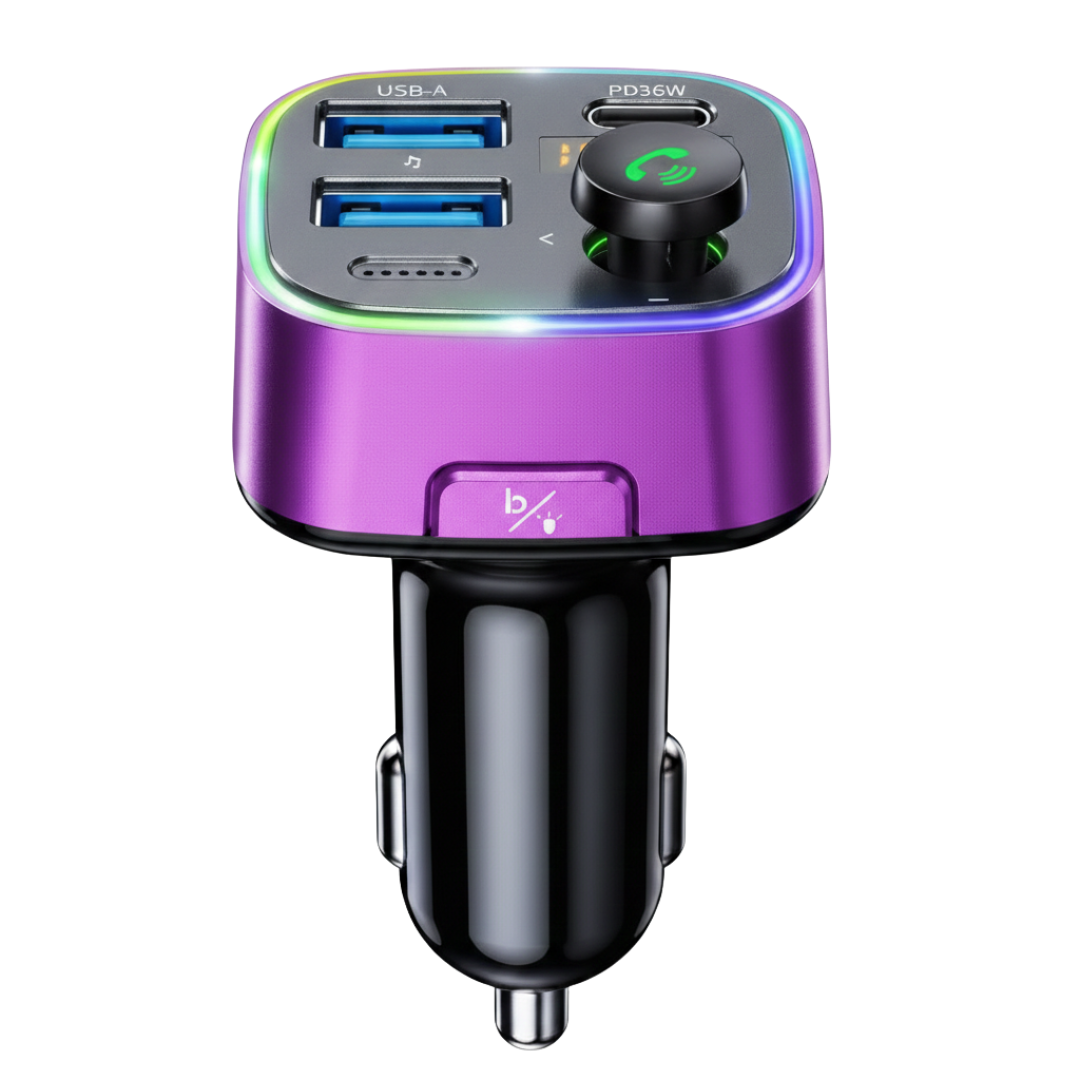Bluetooth 5.4 FM Transmitter Car Adapter with 48W USB Charging