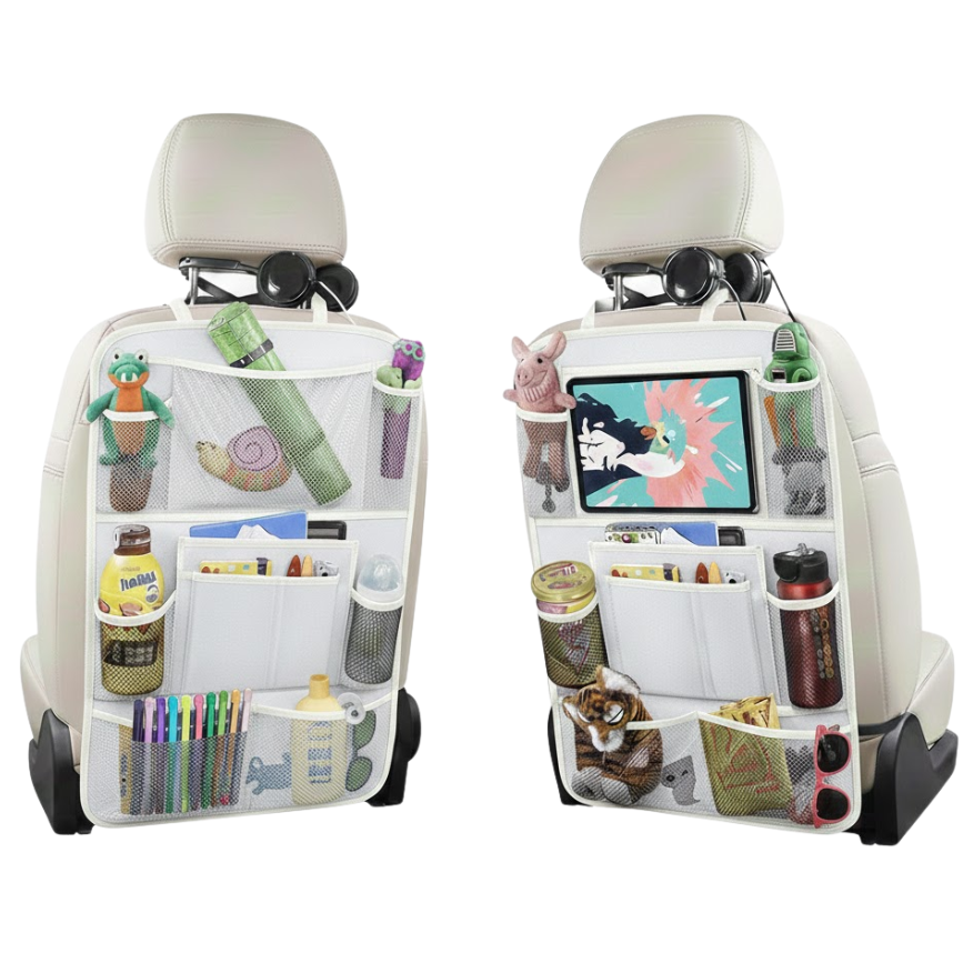 Car Backseat Organizer with 10 Inch Tablet Holder 2 Pack Set