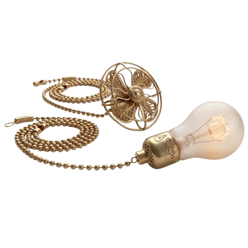 Ceiling Fan Pull Chain Set with Vintage Look Pendants and Metal Chain