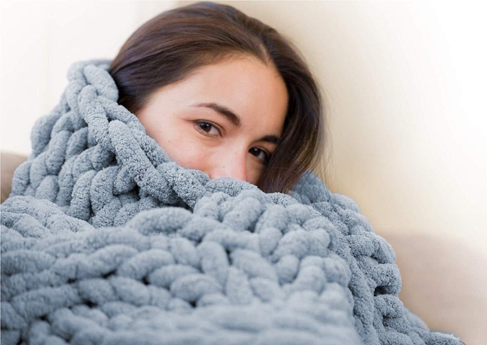 Chunky Cable Knit Throw Decorative Warm Home Blanket