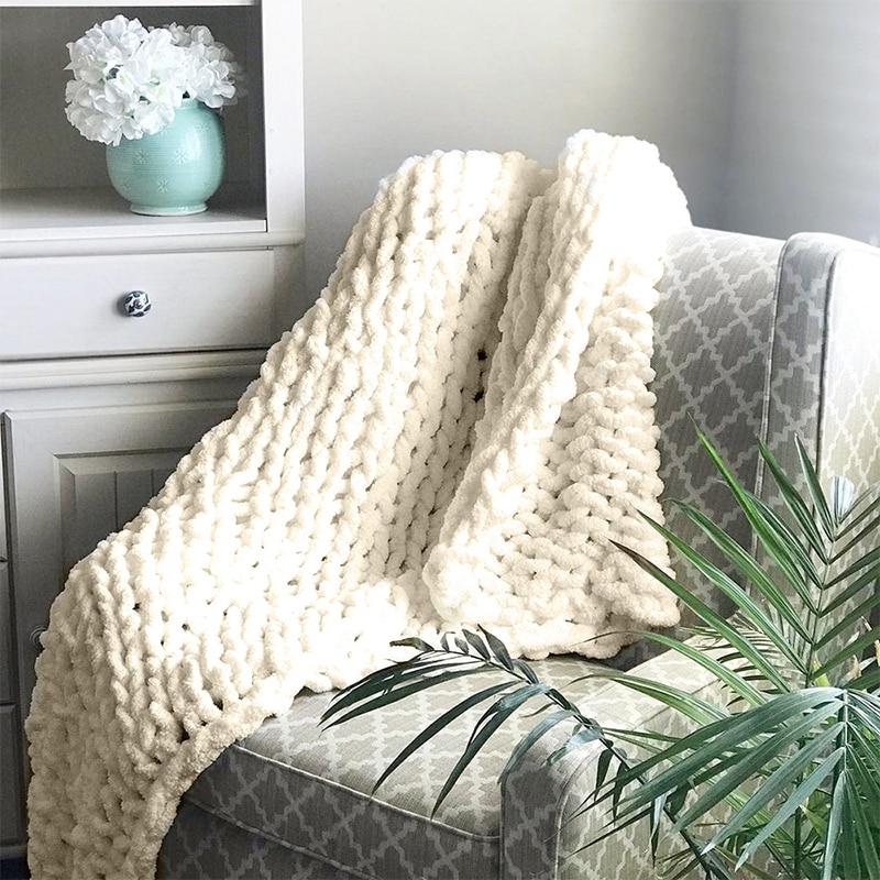 Chunky Cable Knit Throw Decorative Warm Home Blanket
