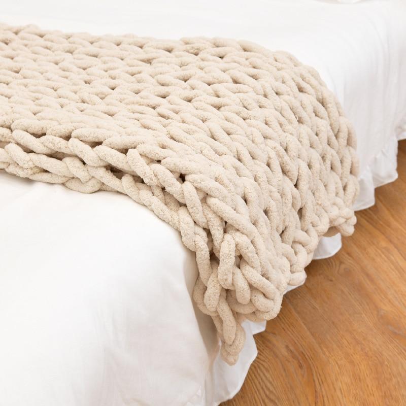 Chunky Cable Knit Throw Decorative Warm Home Blanket