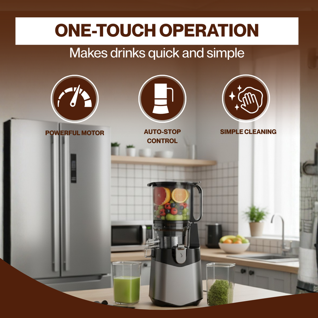 Cold Press Juicer Machine with 400W Motor and 5.3" Wide Chute