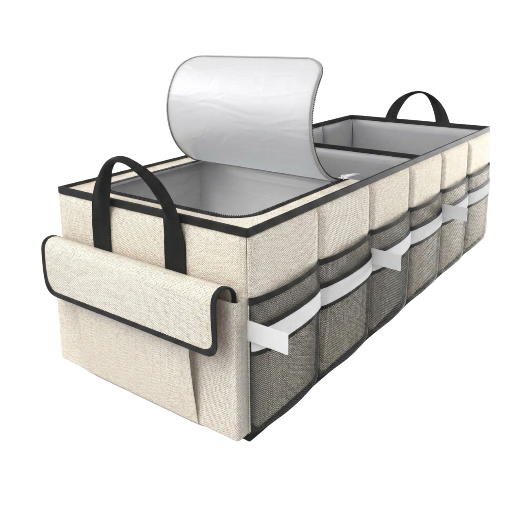Collapsible Car Trunk Organizer with Leak-Resistant Cooler Compartment