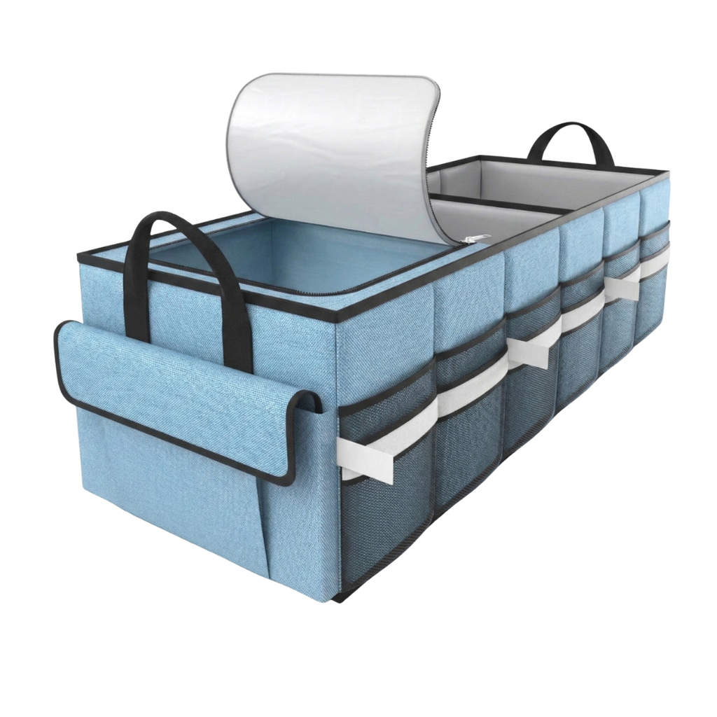 Collapsible Car Trunk Organizer with Leak-Resistant Cooler Compartment