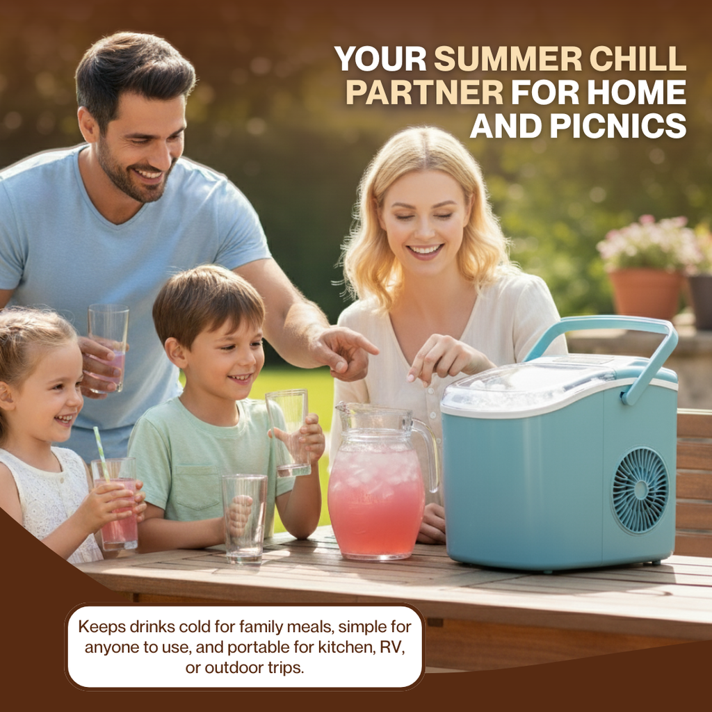 Countertop Ice Maker 26lbs per day, Portable with Handle & Auto Clean