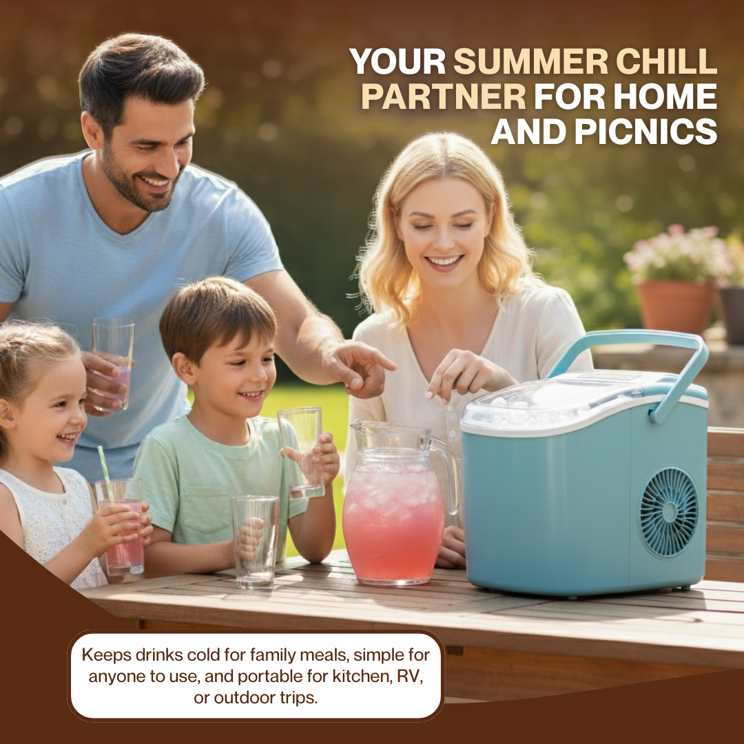Countertop Ice Maker 26lbs per day, Portable with Handle & Auto Clean