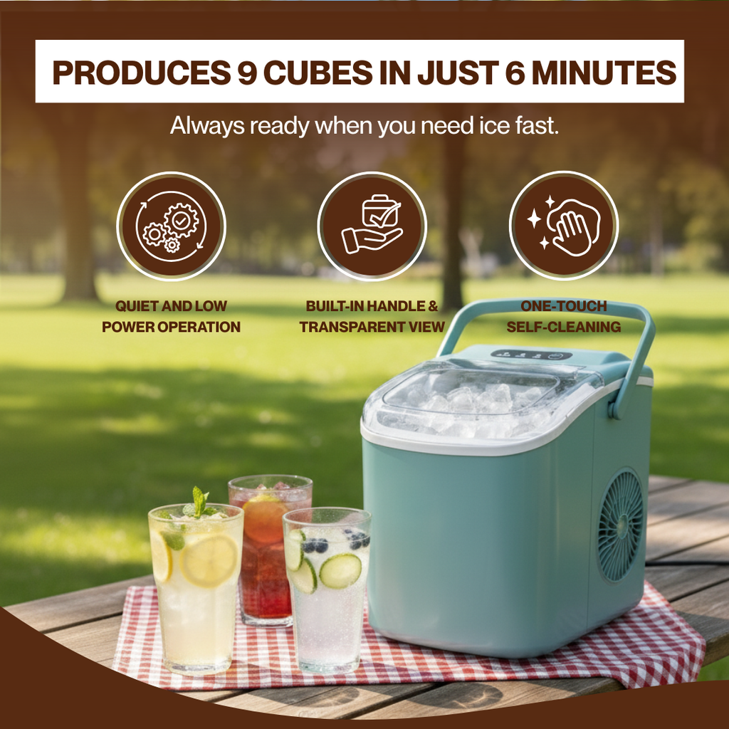 Countertop Ice Maker 26lbs per day, Portable with Handle & Auto Clean
