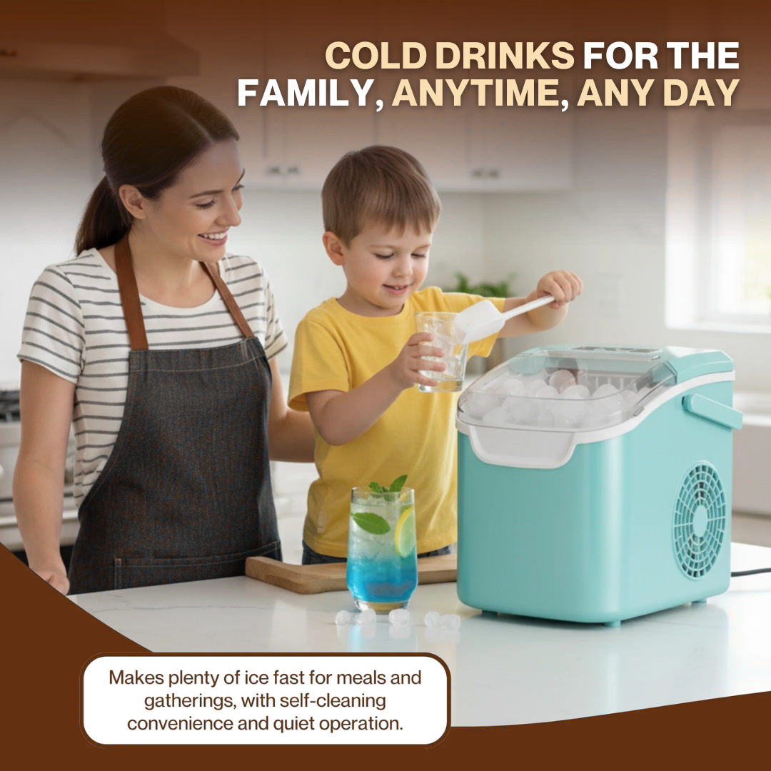 Countertop Ice Maker with Self-Cleaning and 26.5 lb Daily Capacity