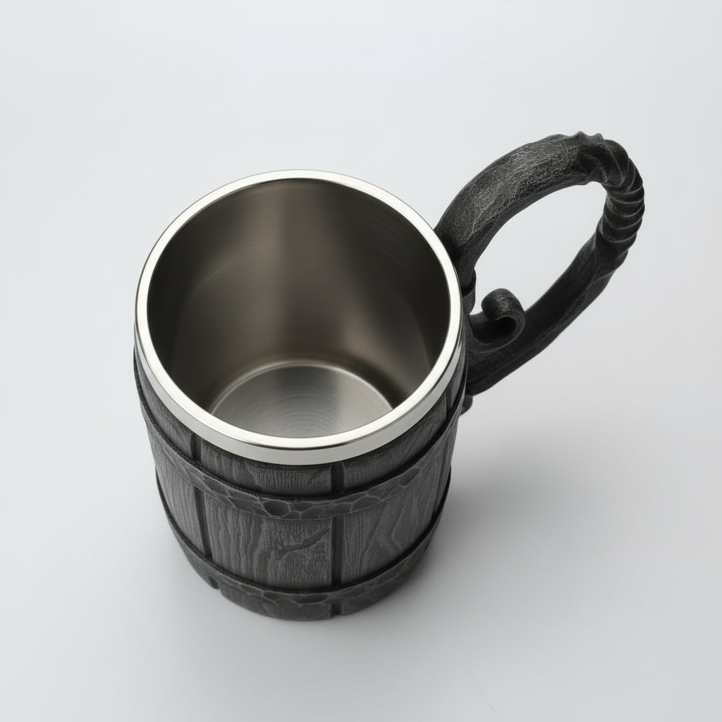 Viking Style Double Wall Drinking Mug 650ml Capacity
