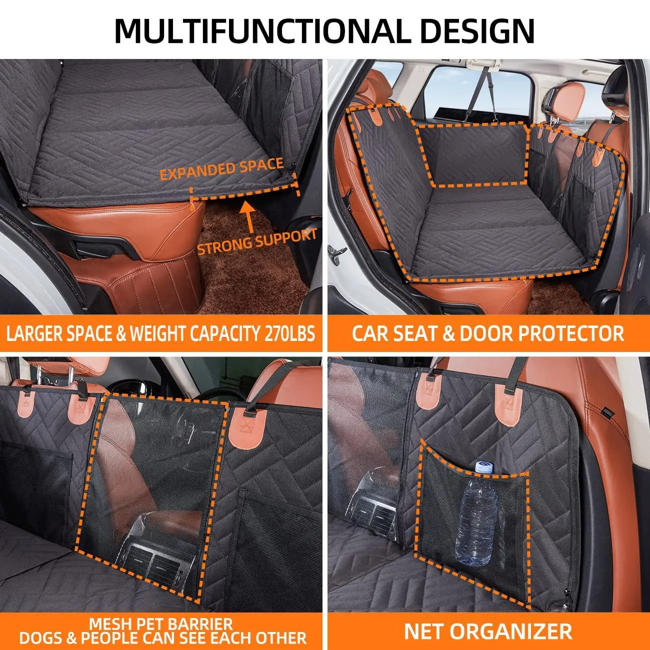 Dog Car Backseat Extender Rear Seat Bridge Support