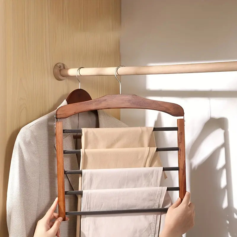 Wardrobe Trouser Hanger Tiered Multi-Bar Clothing Organiser