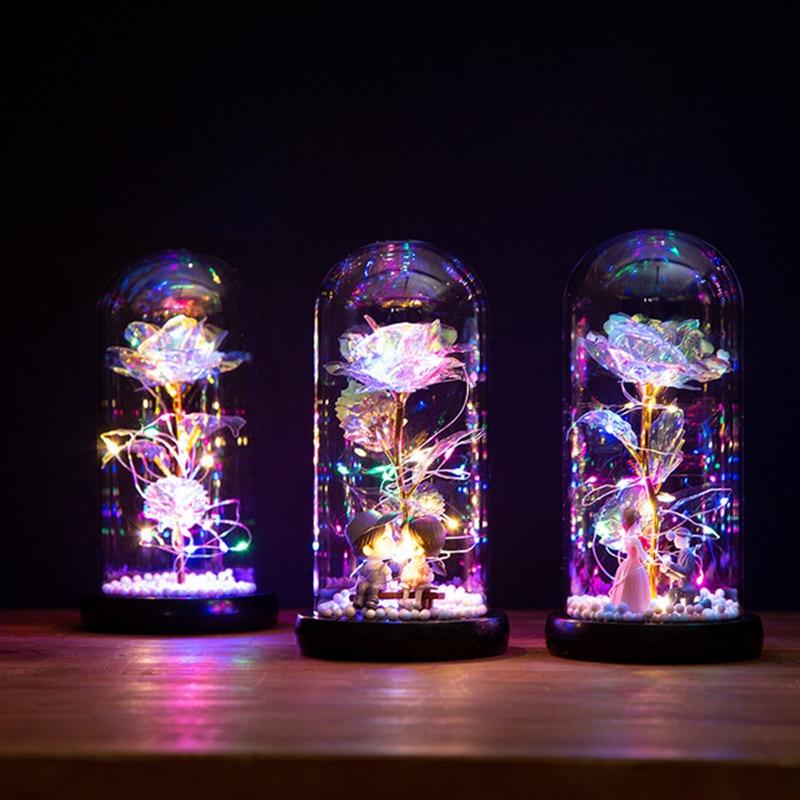 Light Up Rose Decoration LED Dome Table Display