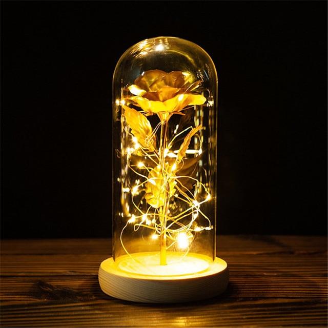 Light Up Rose Decoration LED Dome Table Display