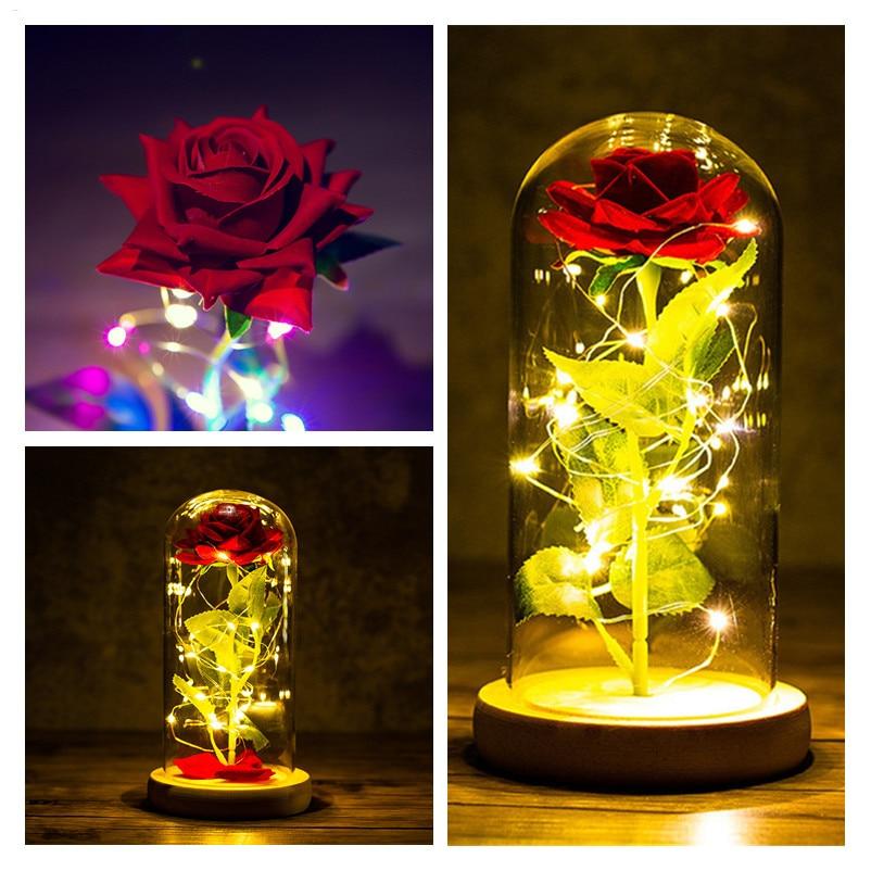 Light Up Rose Decoration LED Dome Table Display
