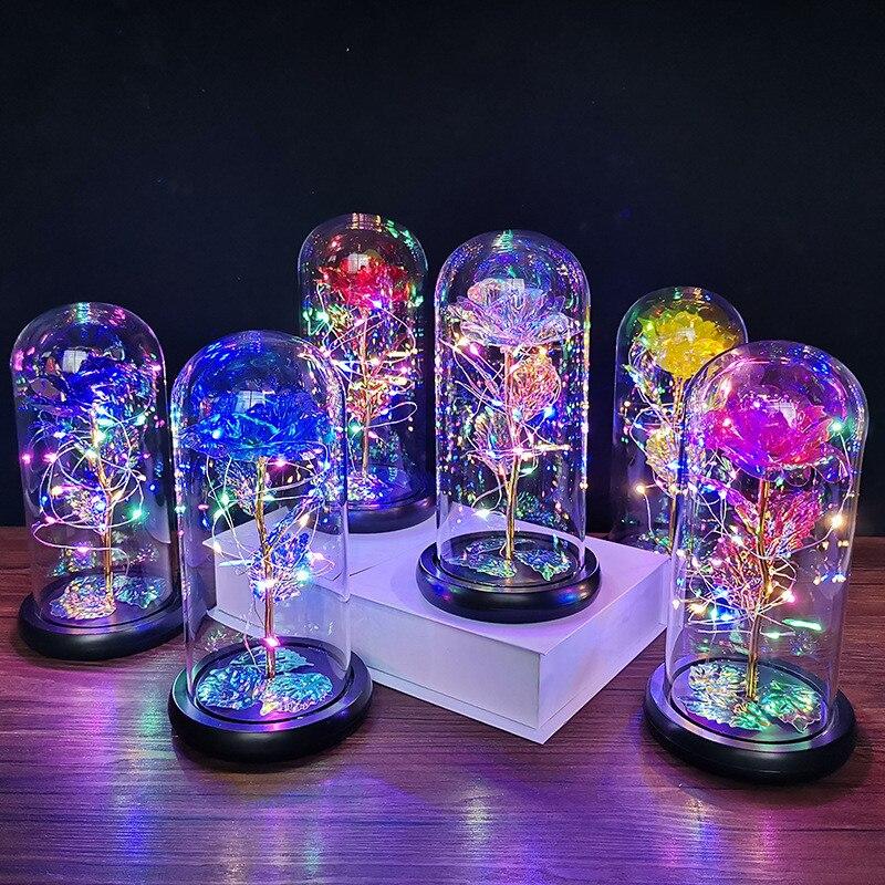 Light Up Rose Decoration LED Dome Table Display