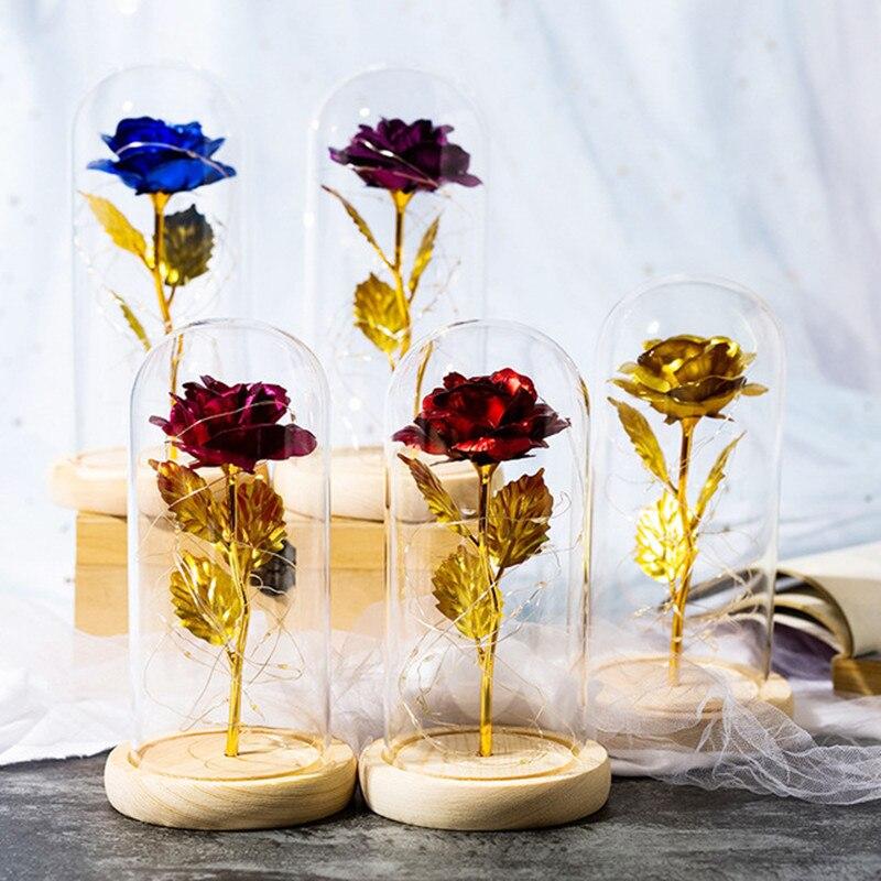 Light Up Rose Decoration LED Dome Table Display