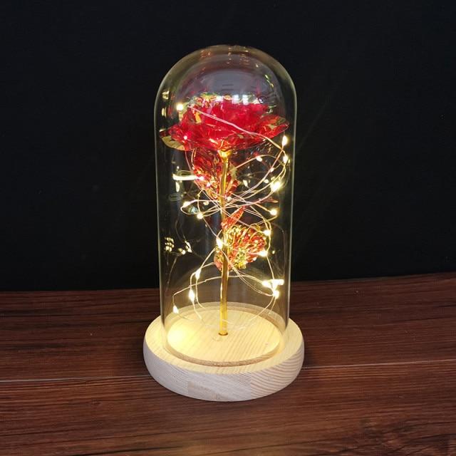 Light Up Rose Decoration LED Dome Table Display
