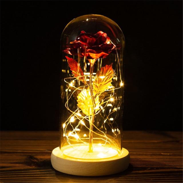 Light Up Rose Decoration LED Dome Table Display