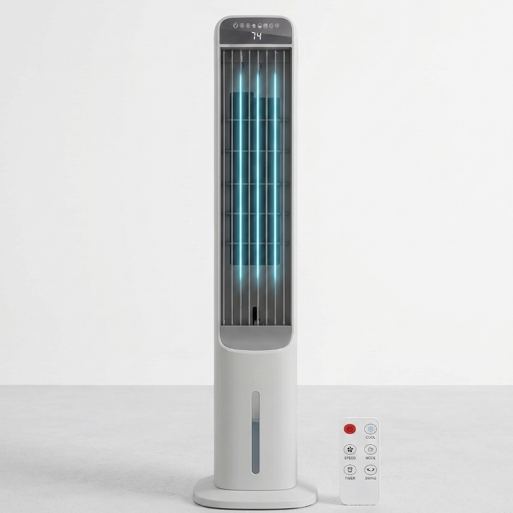 Evaporative Air Cooler Tower Fan with 3 Speeds and 4 Preset Modes