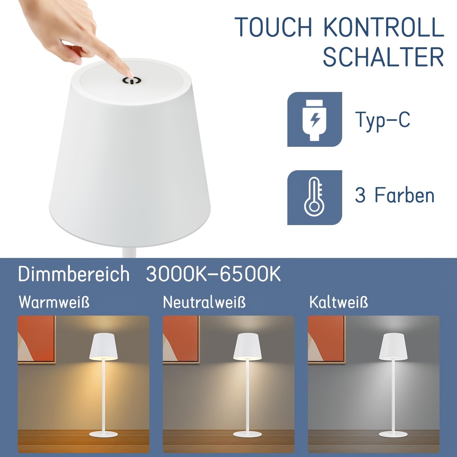 Rechargeable Touch Control LED Table Lamp for Ambient Lighting