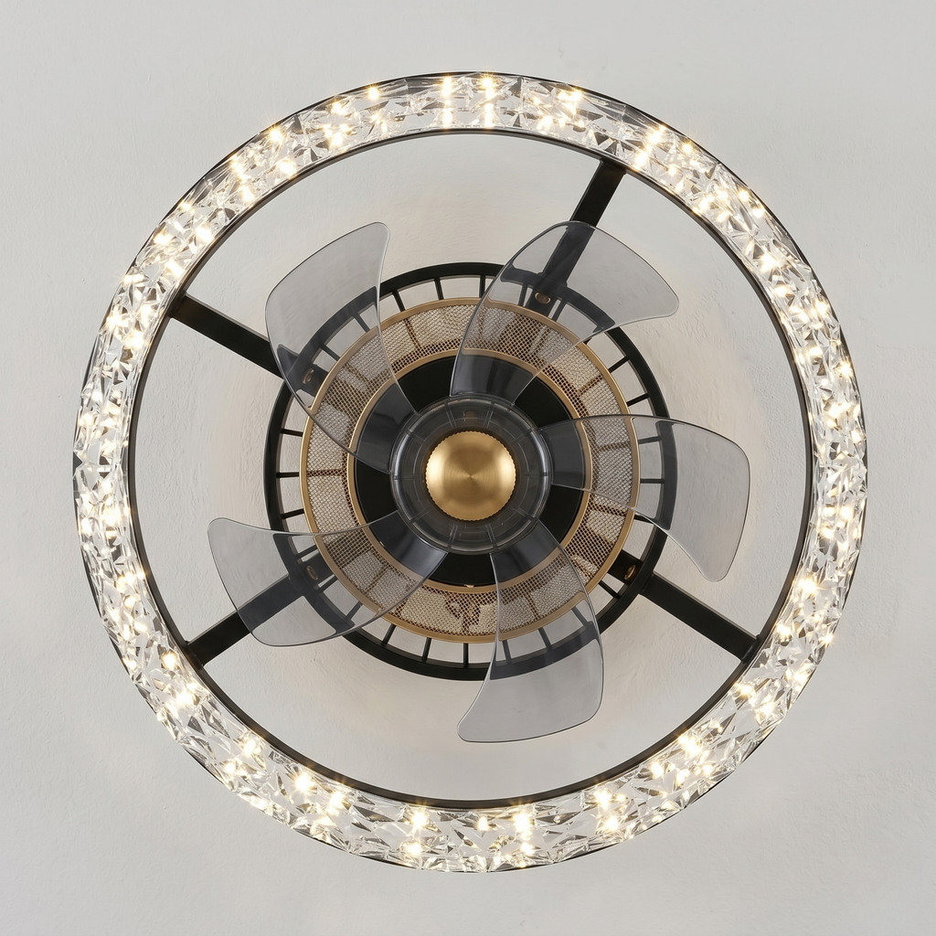 Flush Mount Modern Ceiling Fan with LED Light and Remote Control