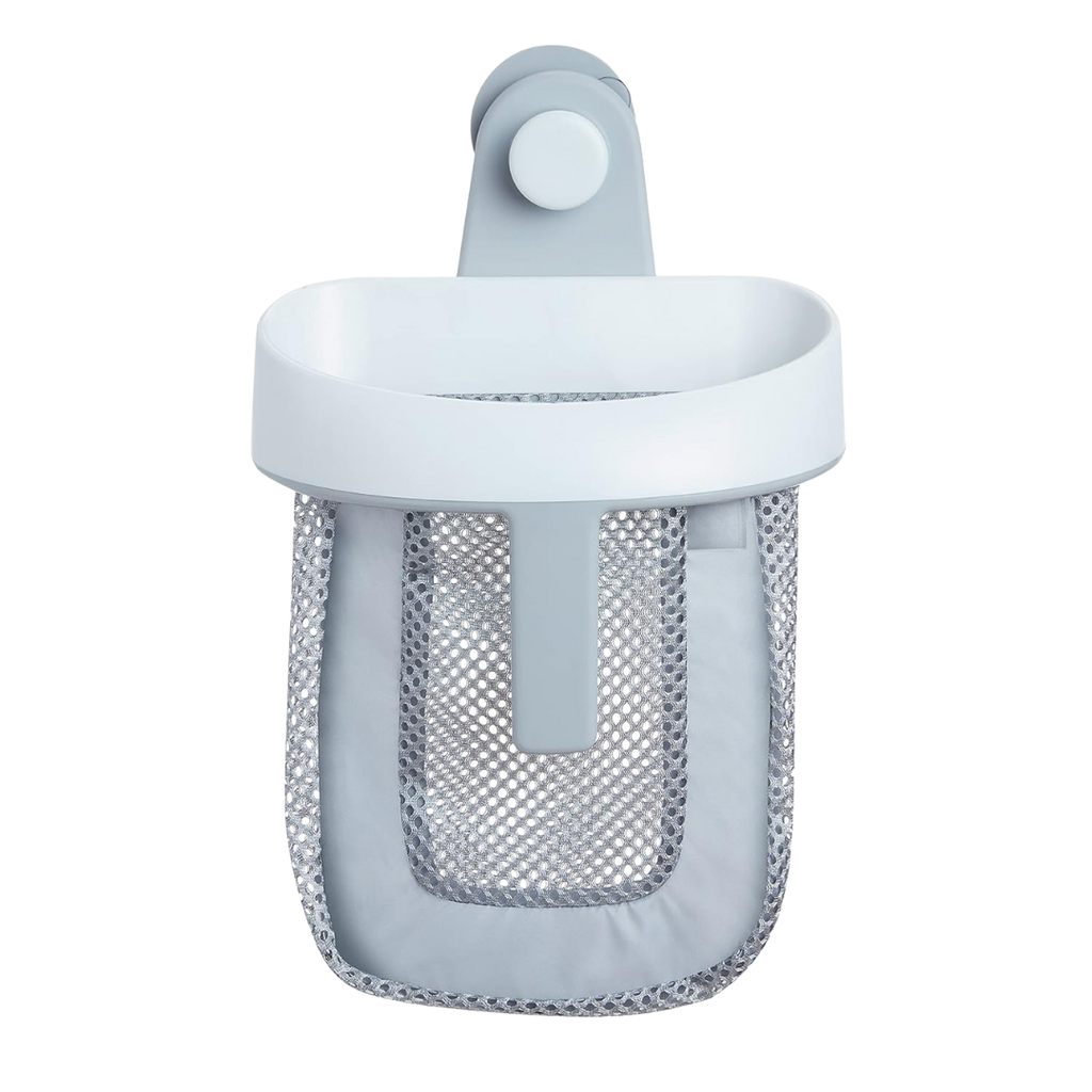 Hanging Bath Toy Storage with Quick-Dry Mesh and Large Scoop, Grey