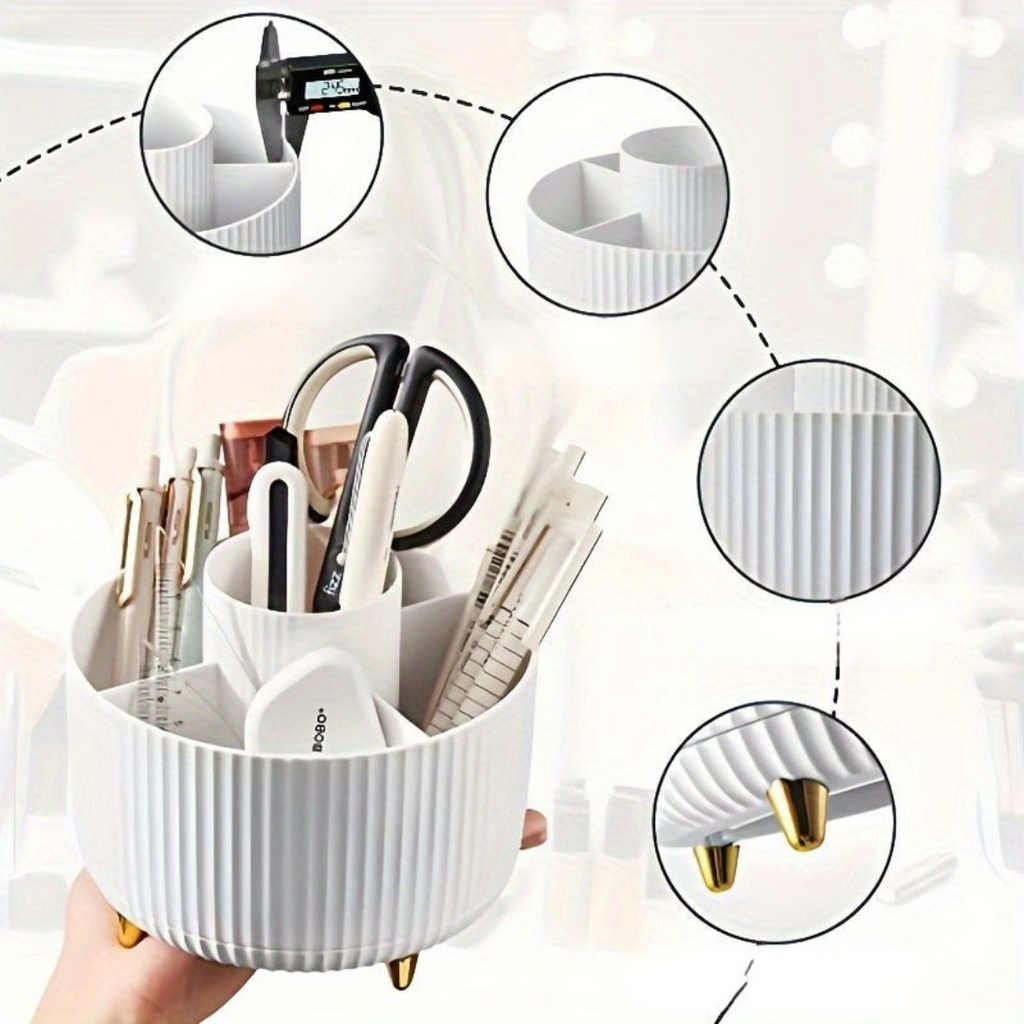 Rotating Makeup Organizer 5 Compartment Vanity Storage