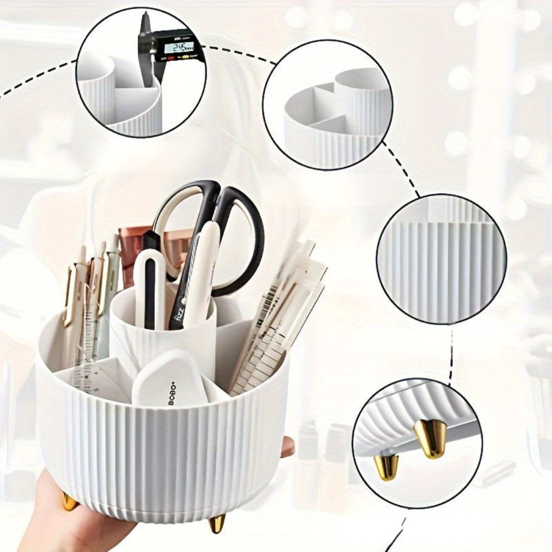 Rotating Makeup Organizer 5 Compartment Vanity Storage