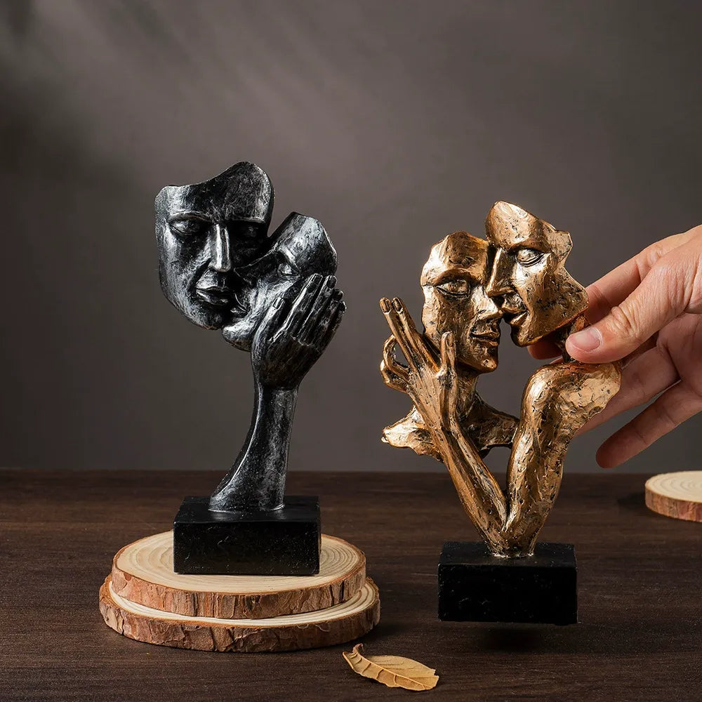 Abstract Kiss Sculpture Modern Artistic Embrace Decor