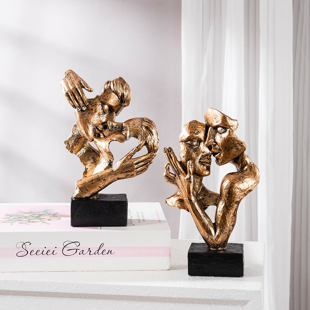Abstract Kiss Sculpture Modern Artistic Embrace Decor
