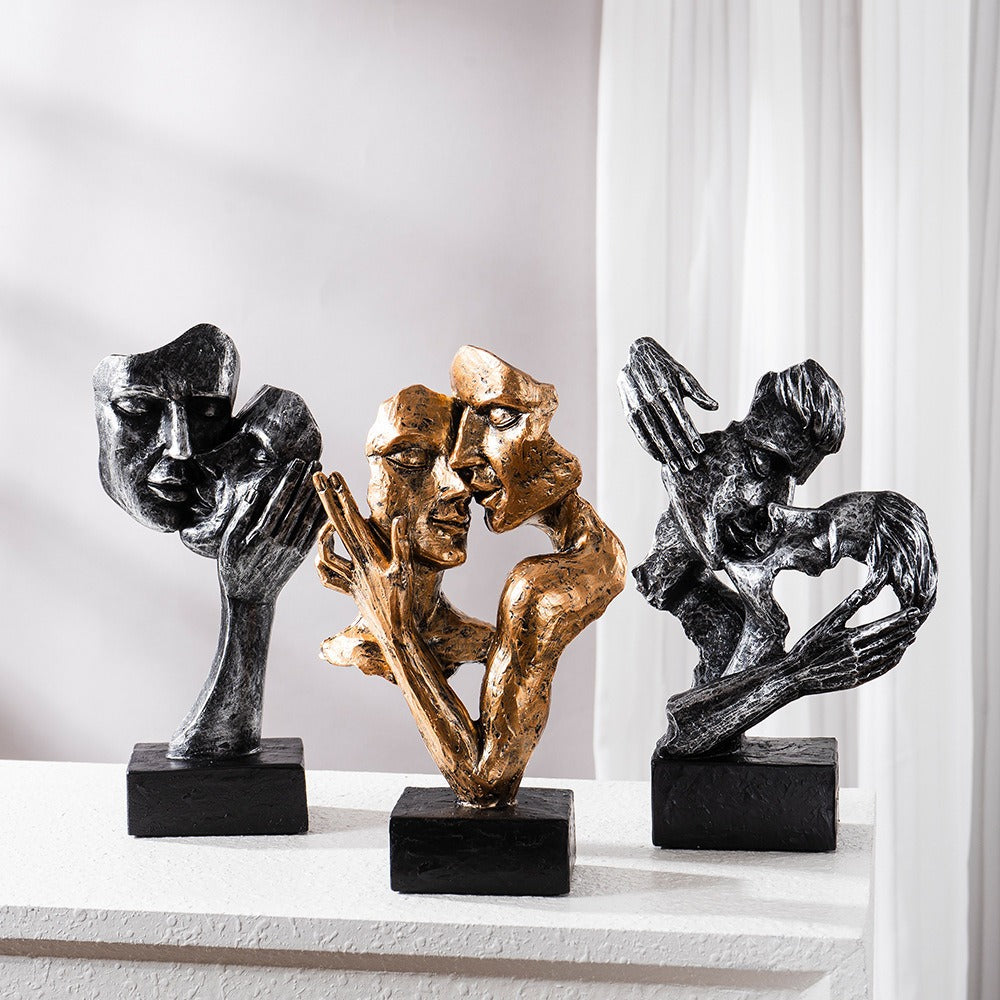 Abstract Kiss Sculpture Modern Artistic Embrace Decor