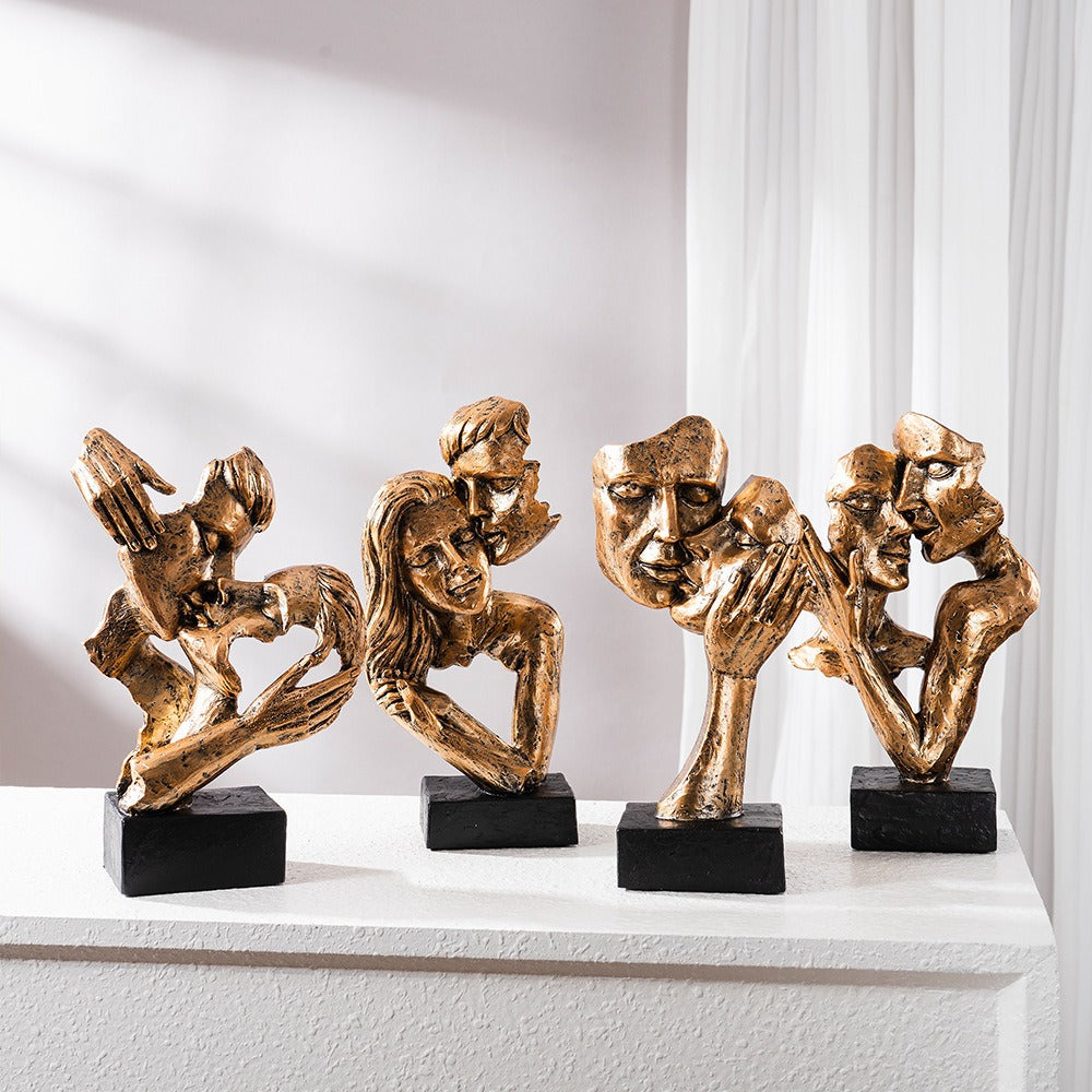 Abstract Kiss Sculpture Modern Artistic Embrace Decor