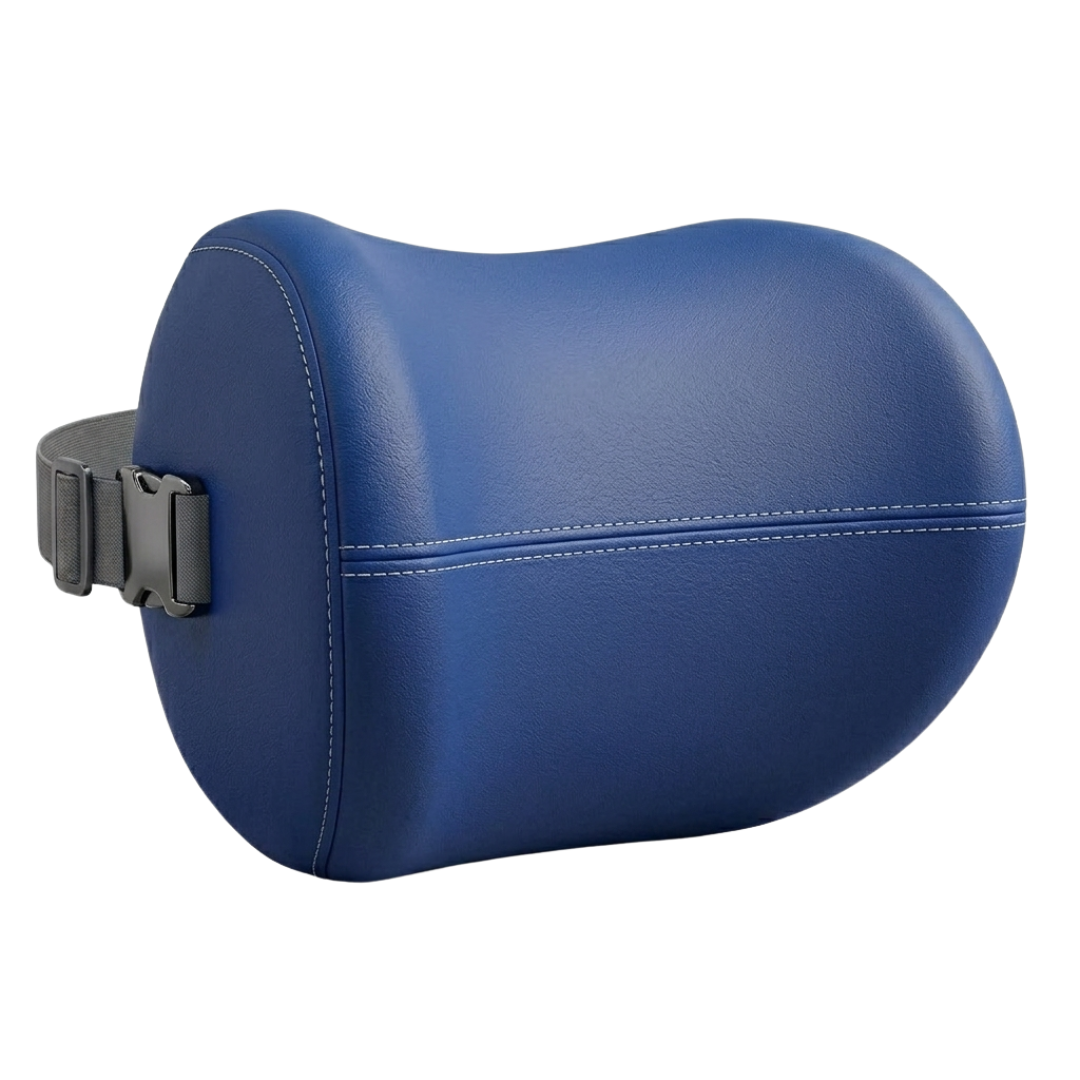 Memory Foam Car Headrest Neck Pillow, Adjustable Strap, Leather Cover