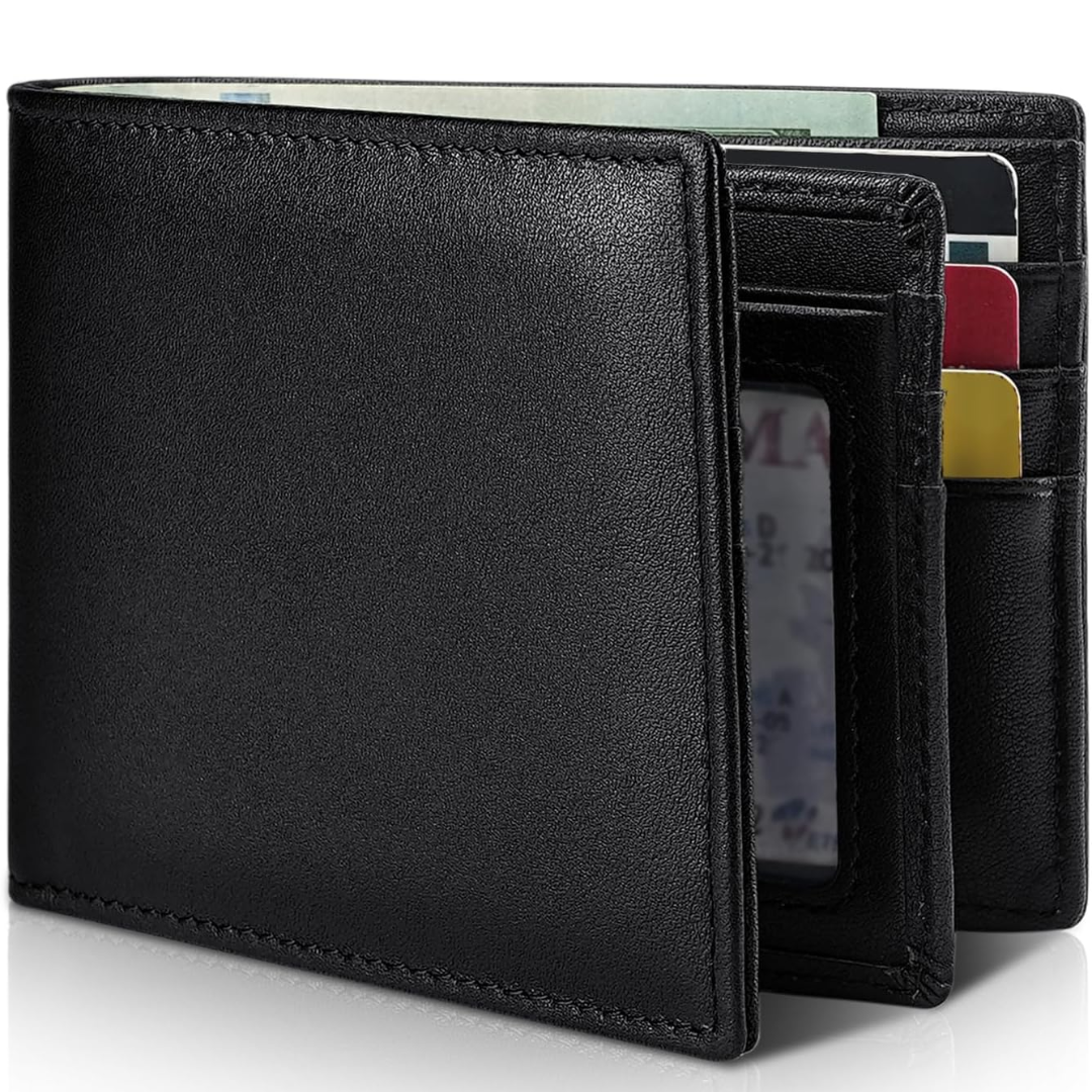 Men’s Compact Bifold Wallet with RFID Blocking and Card Slots