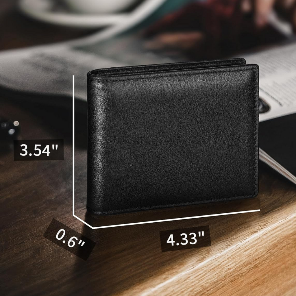 Men’s Compact Bifold Wallet with RFID Blocking and Card Slots
