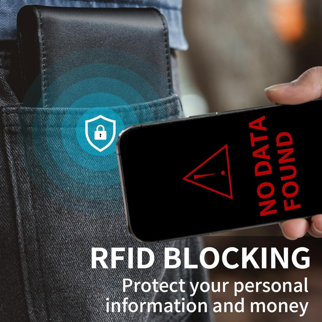 Men’s Compact Bifold Wallet with RFID Blocking and Card Slots