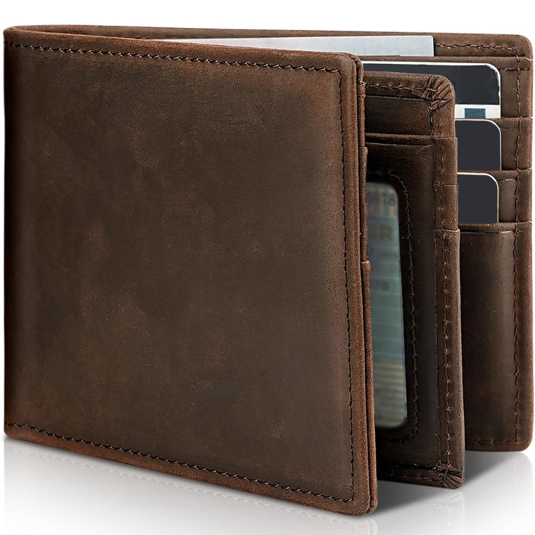 Men’s Compact Bifold Wallet with RFID Blocking and Card Slots