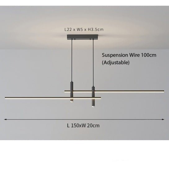 Modern LED Linear Pendant Light Height Adjustable & Multi-Mode