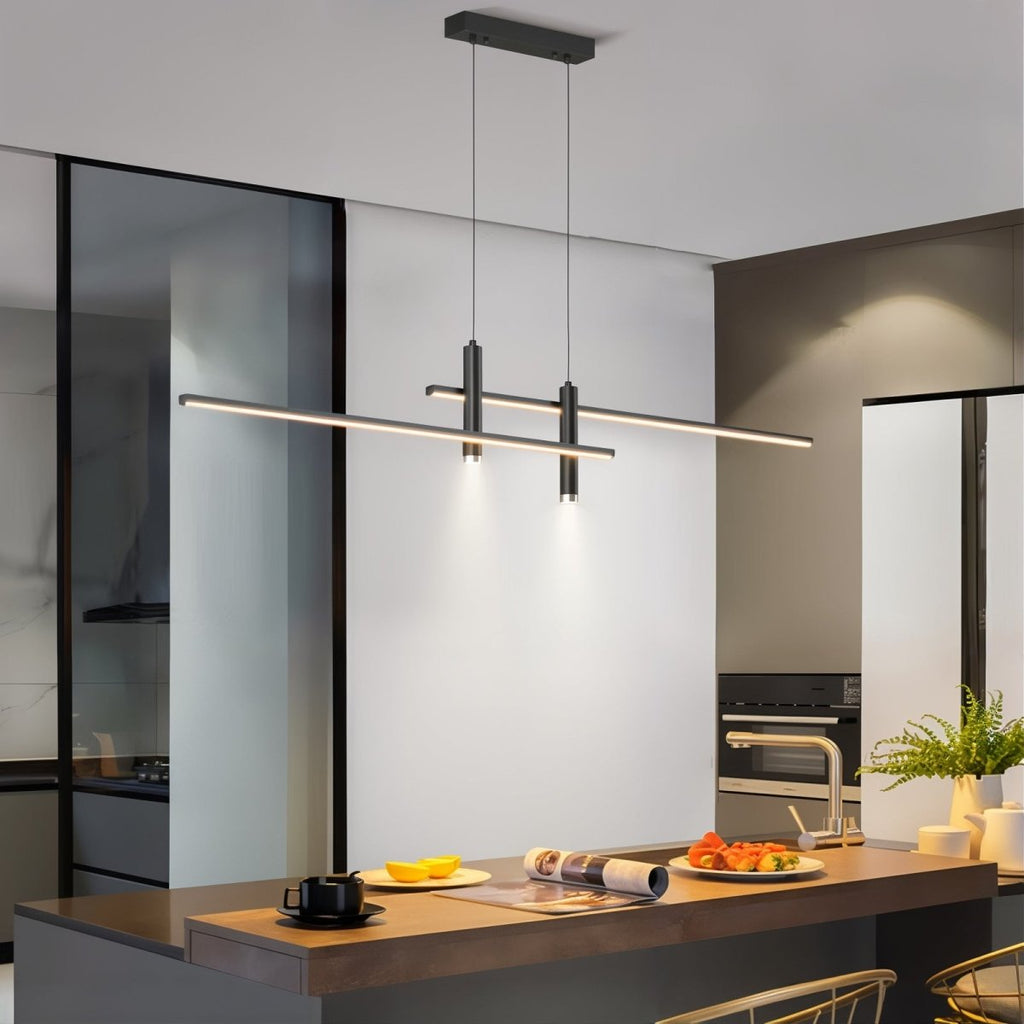 Modern LED Linear Pendant Light Height Adjustable & Multi-Mode