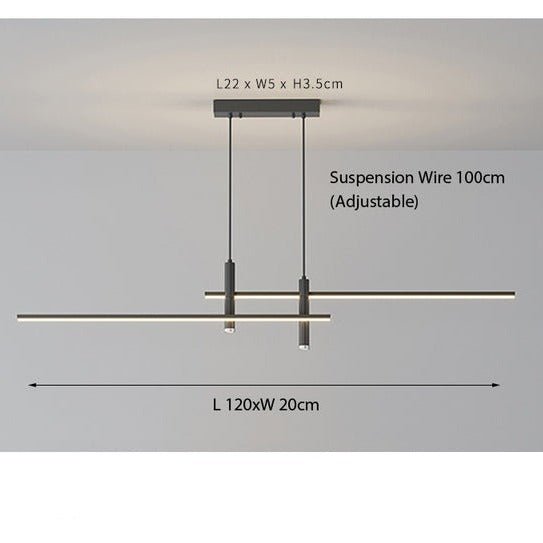 Modern LED Linear Pendant Light Height Adjustable & Multi-Mode