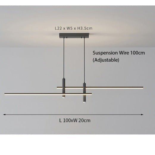 Modern LED Linear Pendant Light Height Adjustable & Multi-Mode