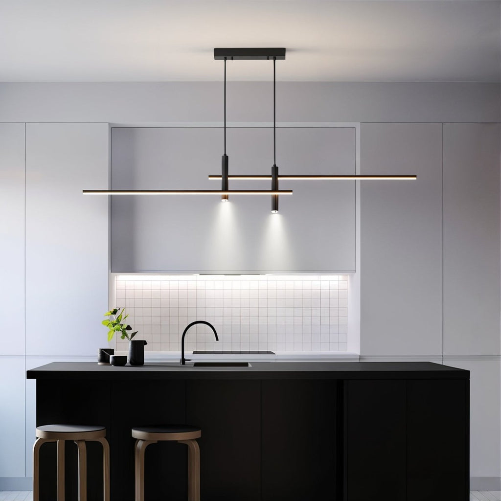 Modern LED Linear Pendant Light Height Adjustable & Multi-Mode