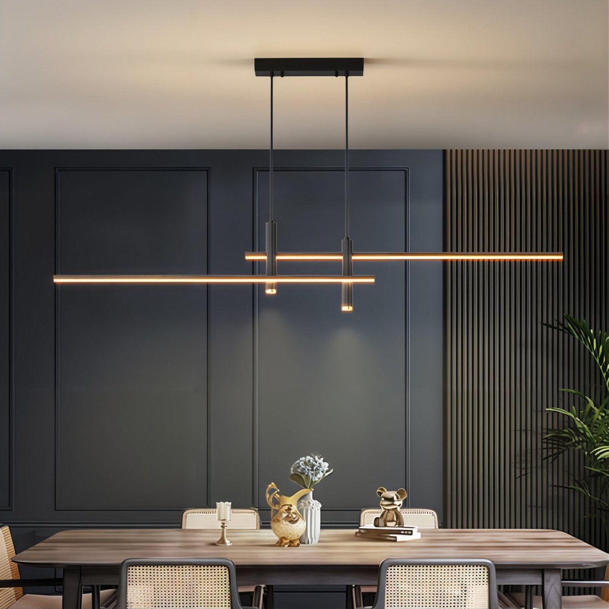 Modern LED Linear Pendant Light Height Adjustable & Multi-Mode