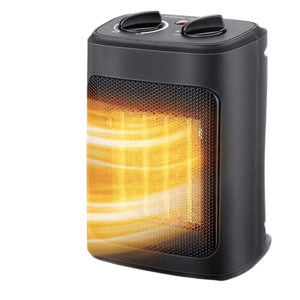 Portable Electric Space Heater with Thermostat and Fan Mode, Black